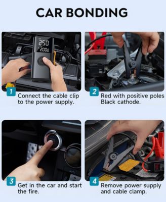 5-in-1 Portable Jump Starter with Air Compressor, 10000mAh Car Battery Booster