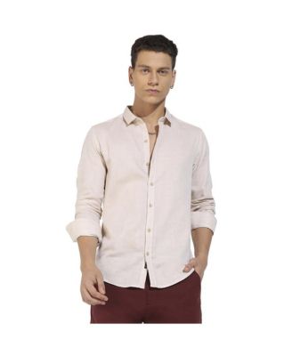 Men's Beige Basic Oxford Shirt