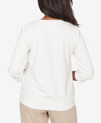 Women's Comfort & Joy Floral Embroidered Crew Neck Top