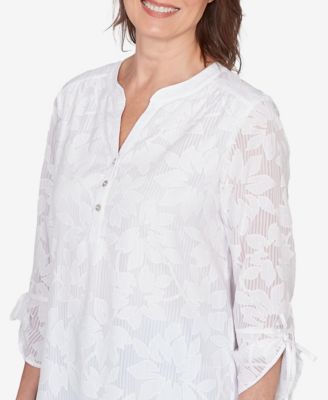 Women's St. Augustine Floral Jacquard Tie Sleeve Henley Top