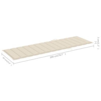 Sunlounger With Table Cream Solid acacia wood Standard Foldable