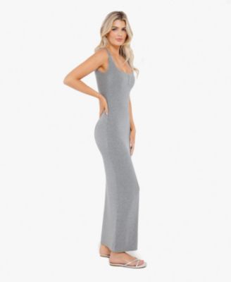 Women's Shapewear Modal Slimming Lace Trim Henley Tank Maxi Dress