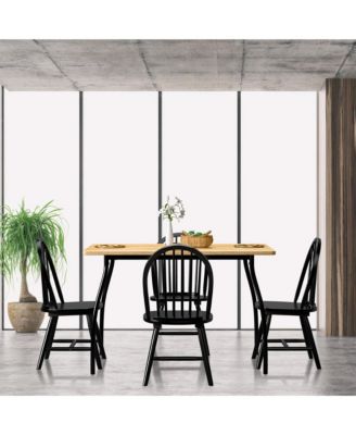 Set of 4 Vintage Windsor Dining Side Chair Wood Spindleback Kitchen Room