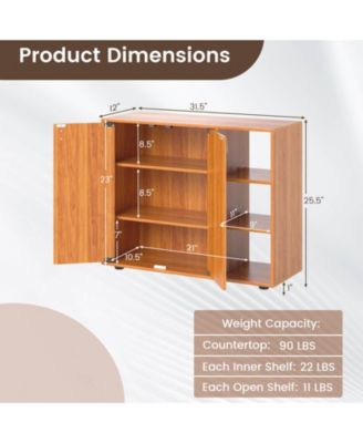 3-Tier Wooden Shoe Storage Organizer with Doors & 3-Level Adjustable Open Shelves
