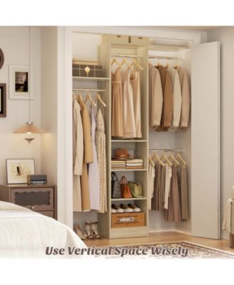 4FT Small Closet Organizer with 4 Rods and 3 Shelves, 48'' Closet System for Small Space