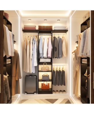 4FT Small Closet Organizer with 4 Rods and 3 Shelves, 48'' Closet System for Small Space