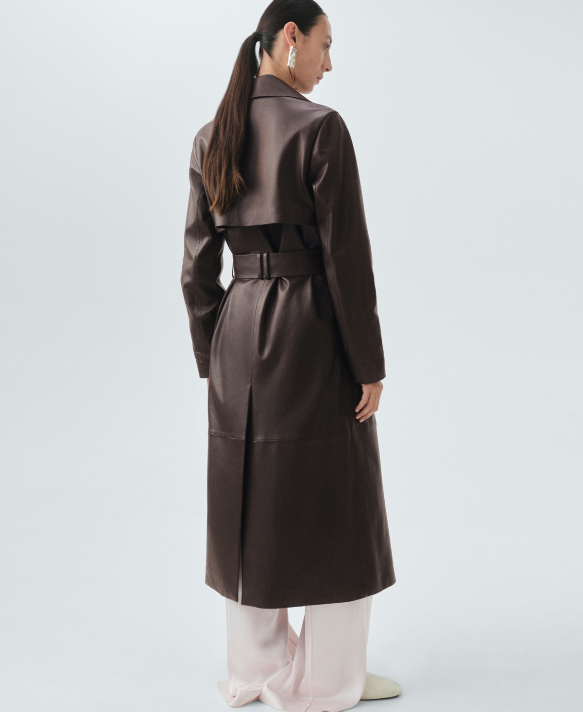 Mango Women's 100% Leather Belt Trench Coat
