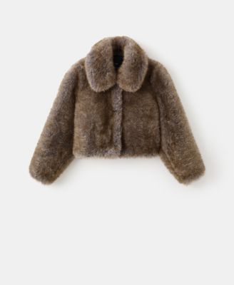 MANGO - Women's Fur-Effect Cropped Jacket