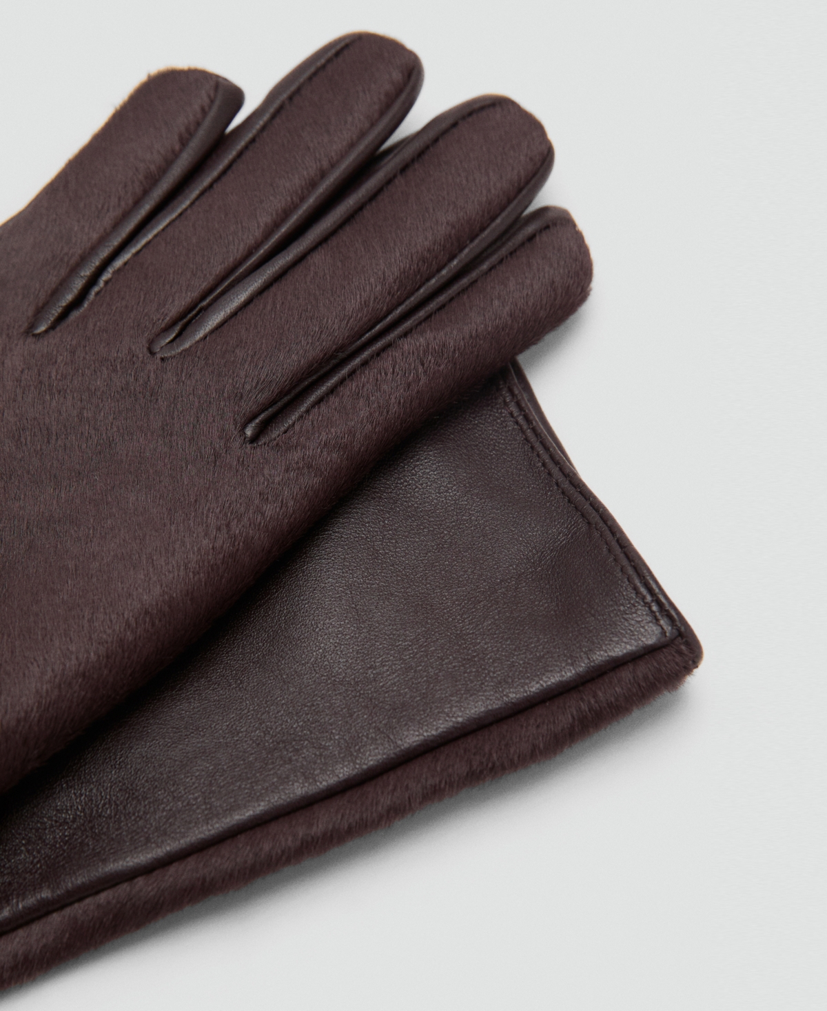 Mango Women's Long Leather And Fur-Effect Gloves