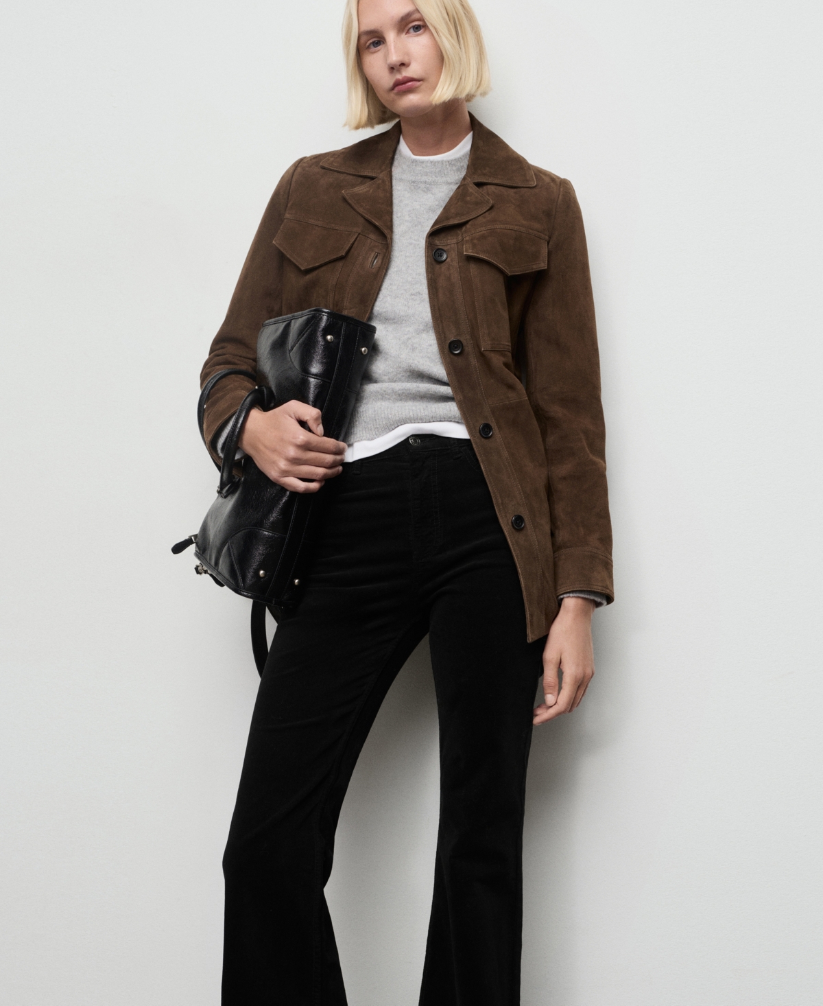 Mango Women's Velvet Flared Jeans In Black