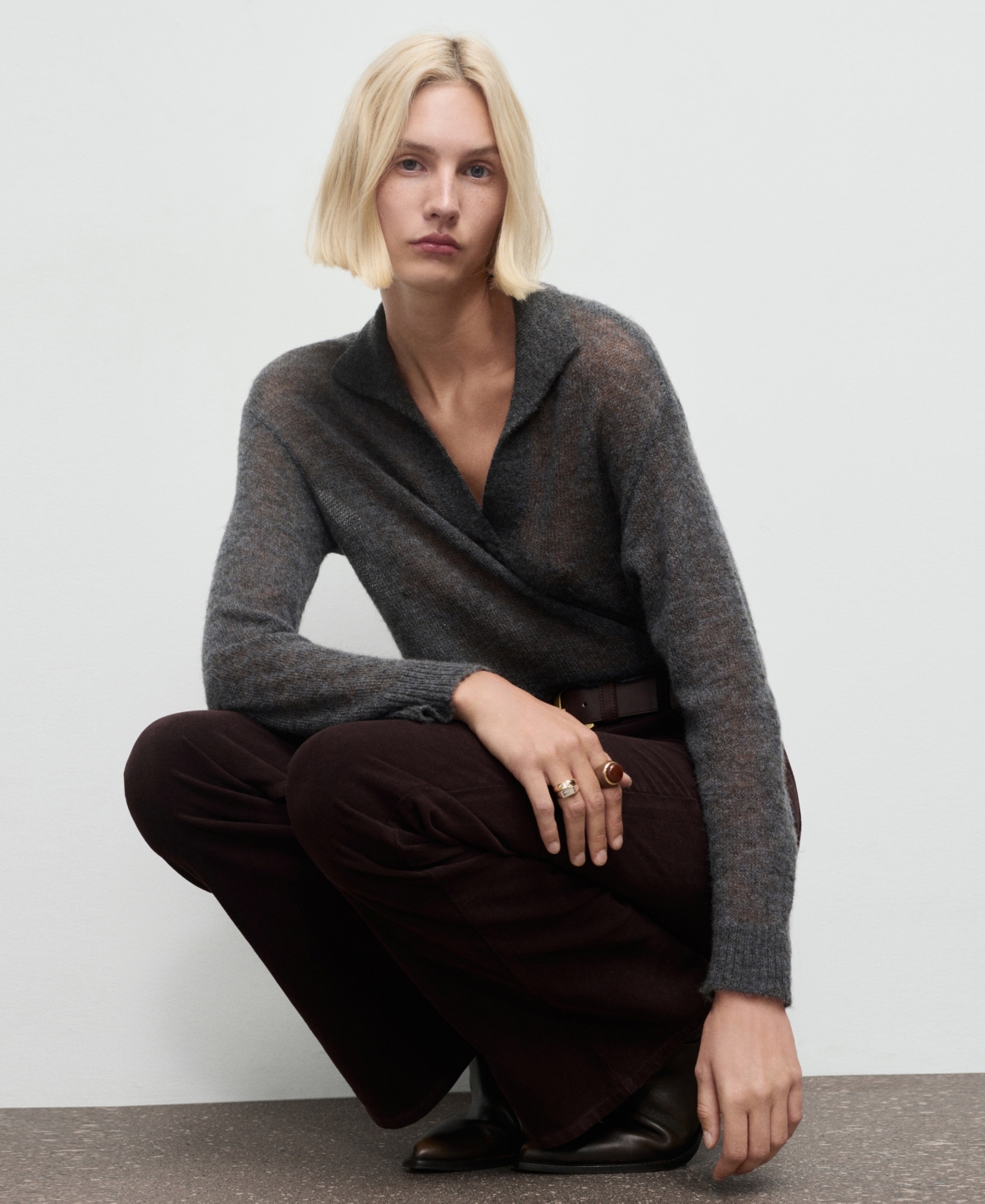 Mango Women's Velvet Flared Jeans In Brown