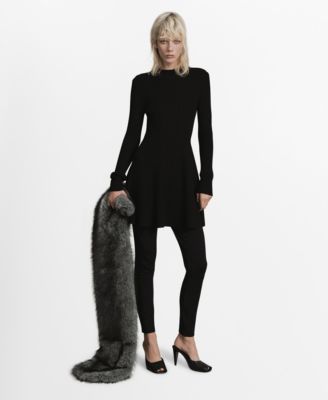 MANGO - Women's Ribbed Knitted A-Line Dress