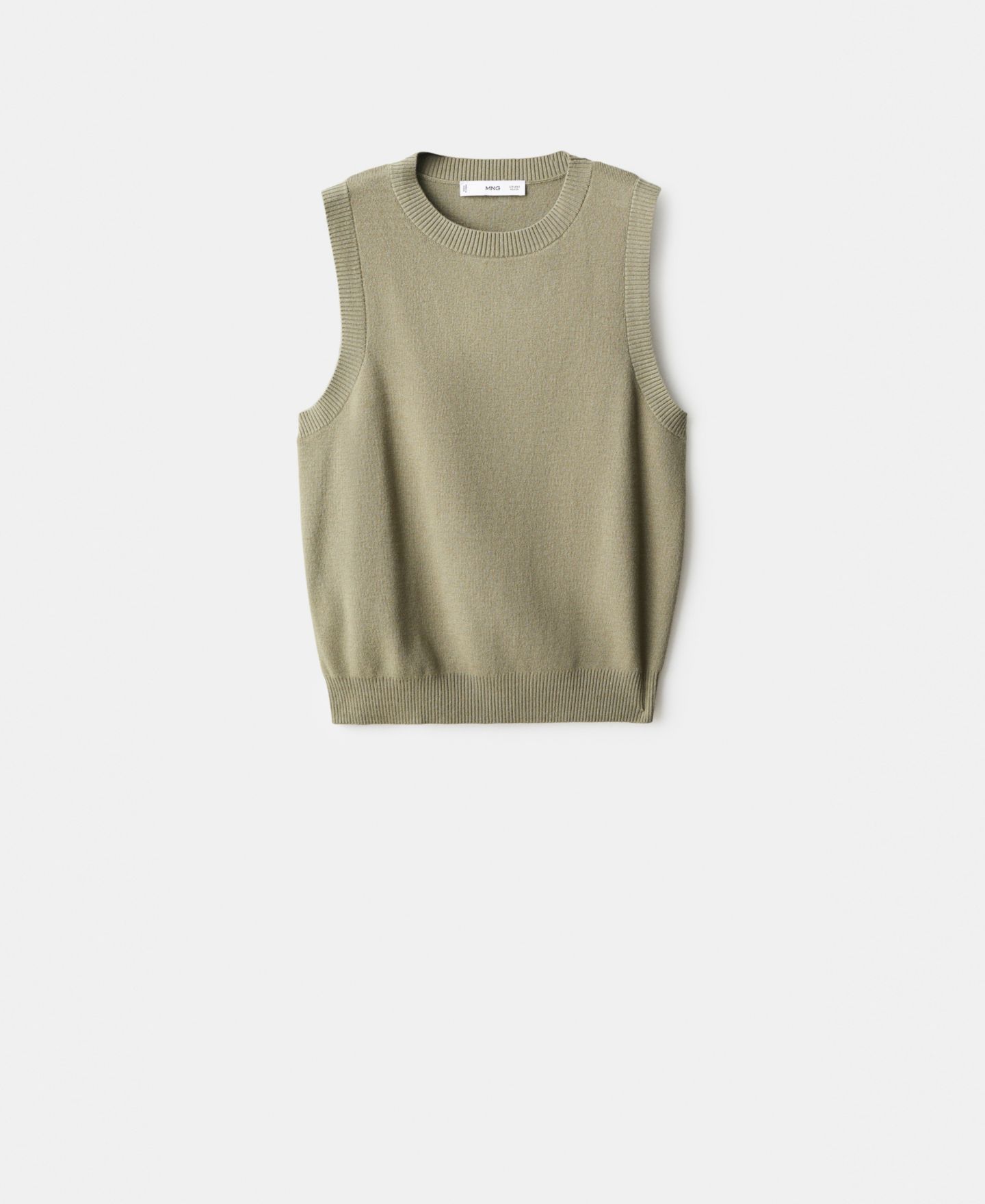 Женский топ Mango Knit Strap Top, цвет: Хаки — фото 5