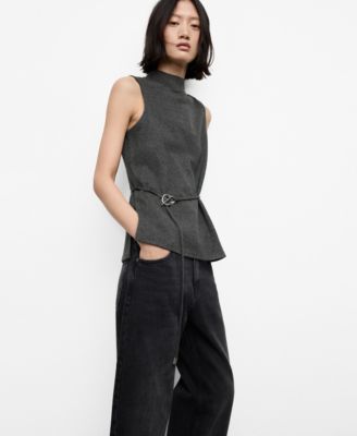 Women's Belt Turtleneck Top