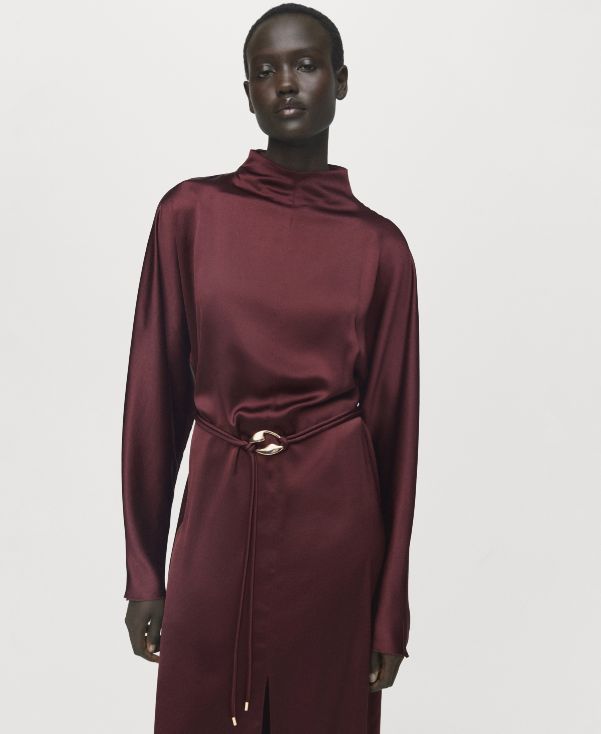 Mango Women's Belt Satin Dress