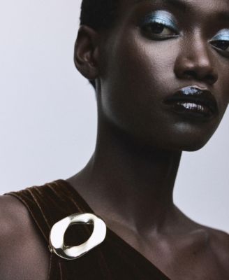 Women's Metallic Detail Velvet Jumpsuit