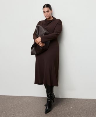 Women's Draped Neckline Ruched Dress