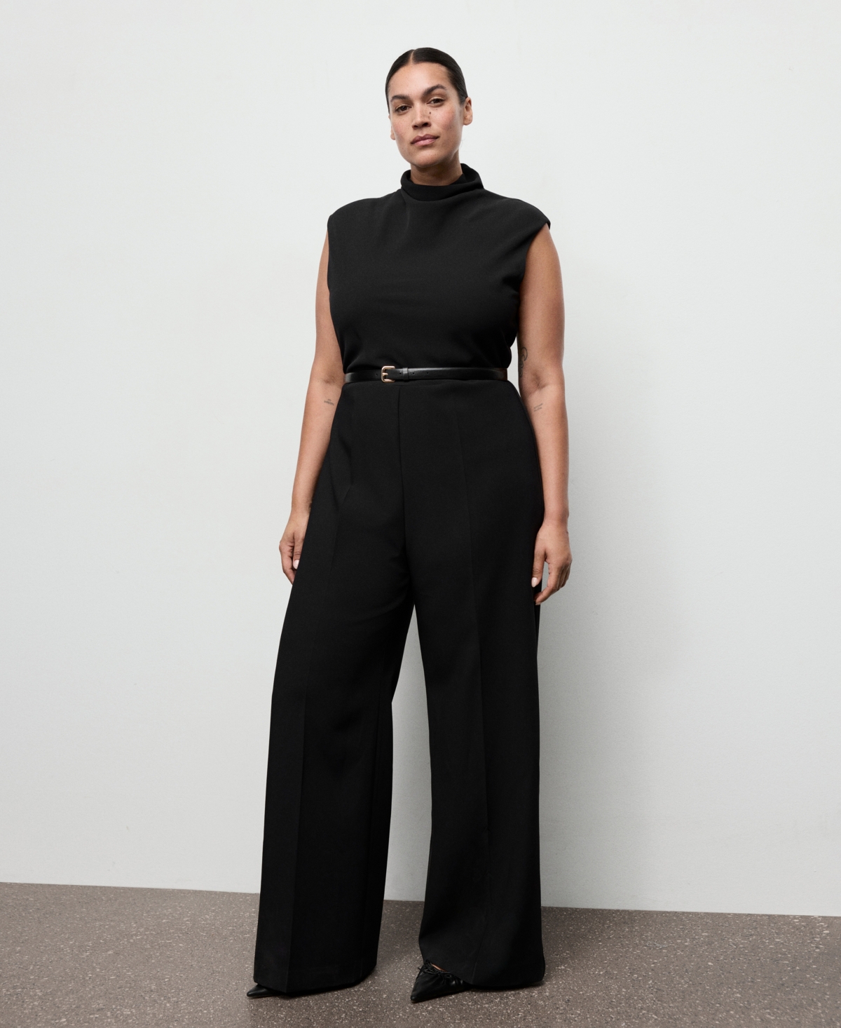 Mango Women's Draped Neck And Belt Jumpsuit In Black
