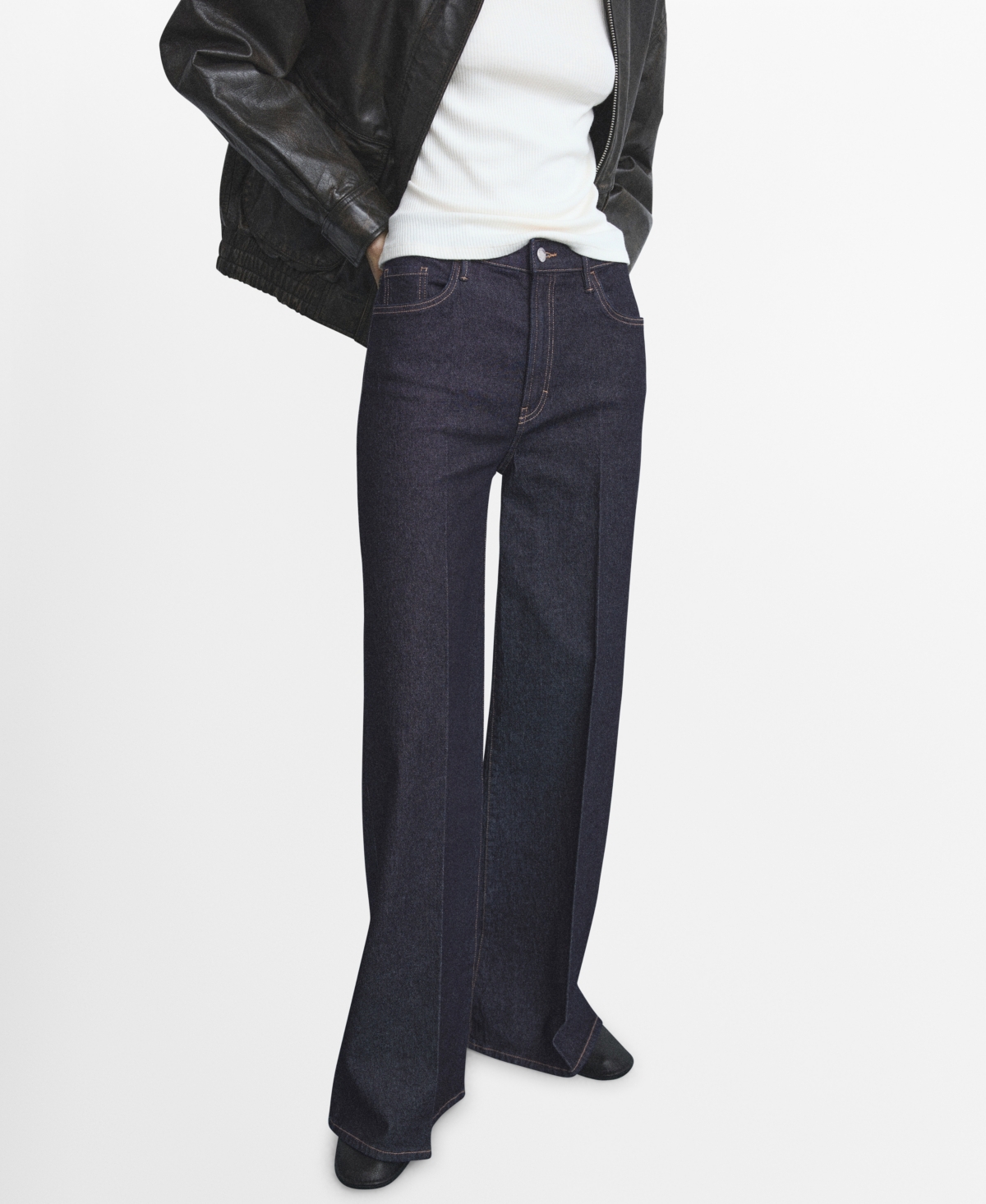 Mango Women's High-rise Wideleg Jeans In Blue