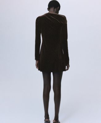 Women's Shiny Details Asymmetrical Velvet Dress