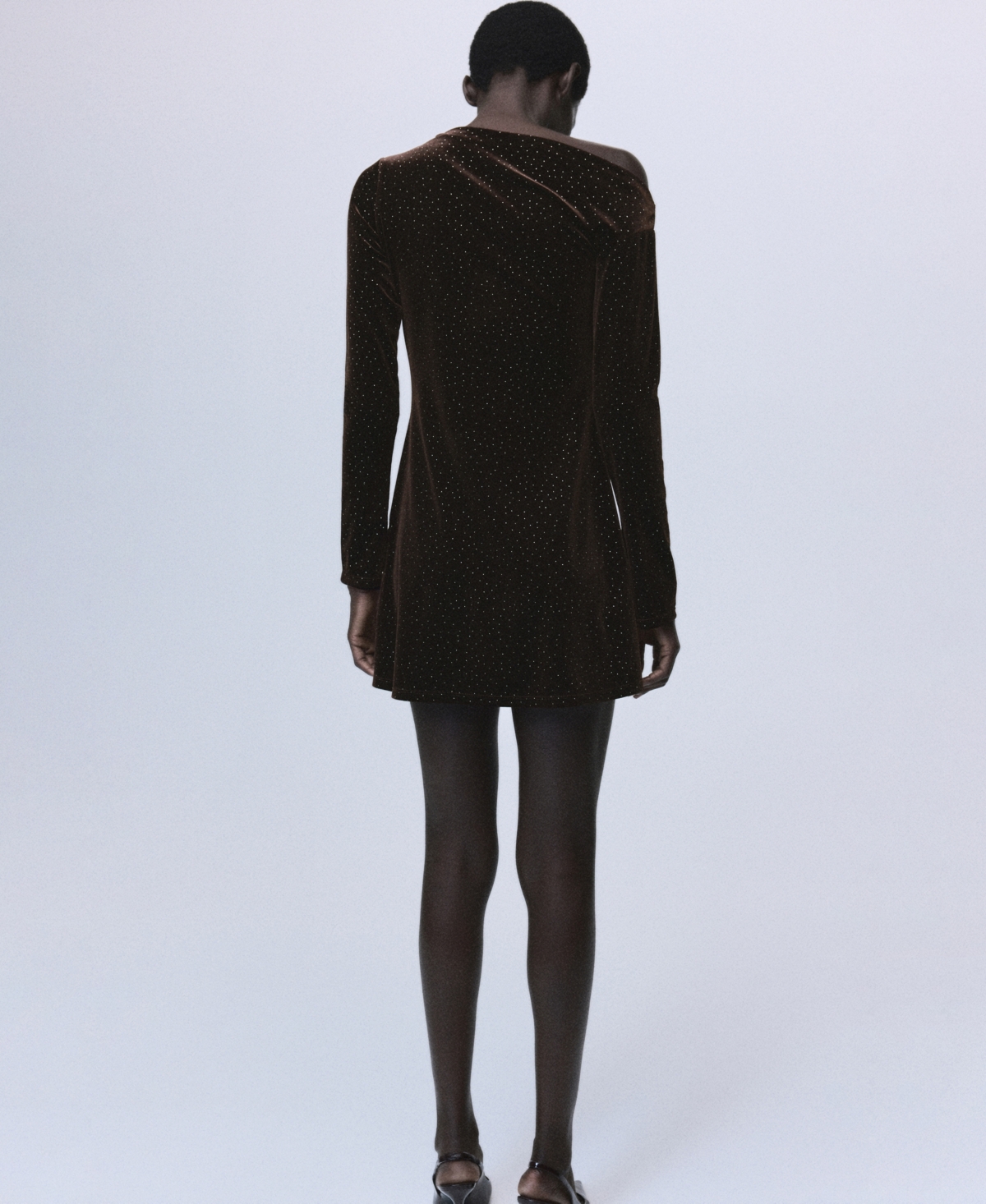 Mango Women's Shiny Details Asymmetrical Velvet Dress In Brown