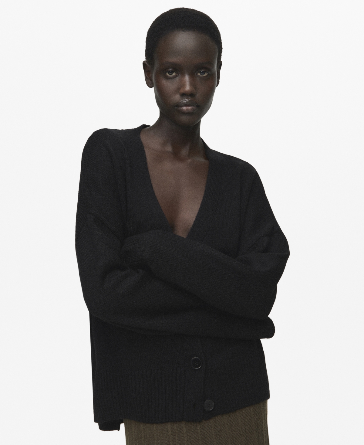 Mango Women's Oversized V-neck Cardigan In Black