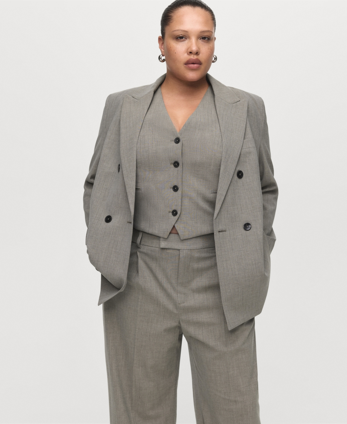 Mango Women's Straight Wool-blend Suit Pants In Gray