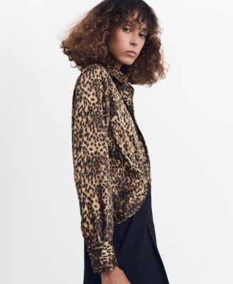 Women's Leopard-Print Satin Shirt