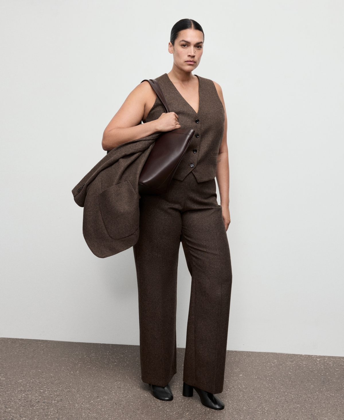 Mango Speckled Wool Blend Waistcoat In Multi