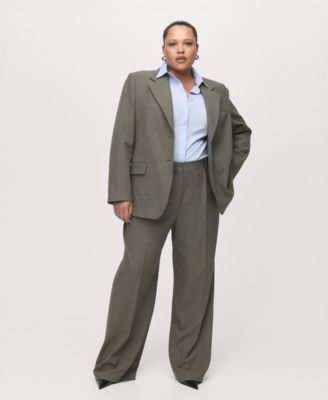 Women's Pleated Straight-Leg Suit Pants