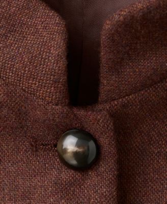 Women's Band Collar And Pockets Wool Jacket