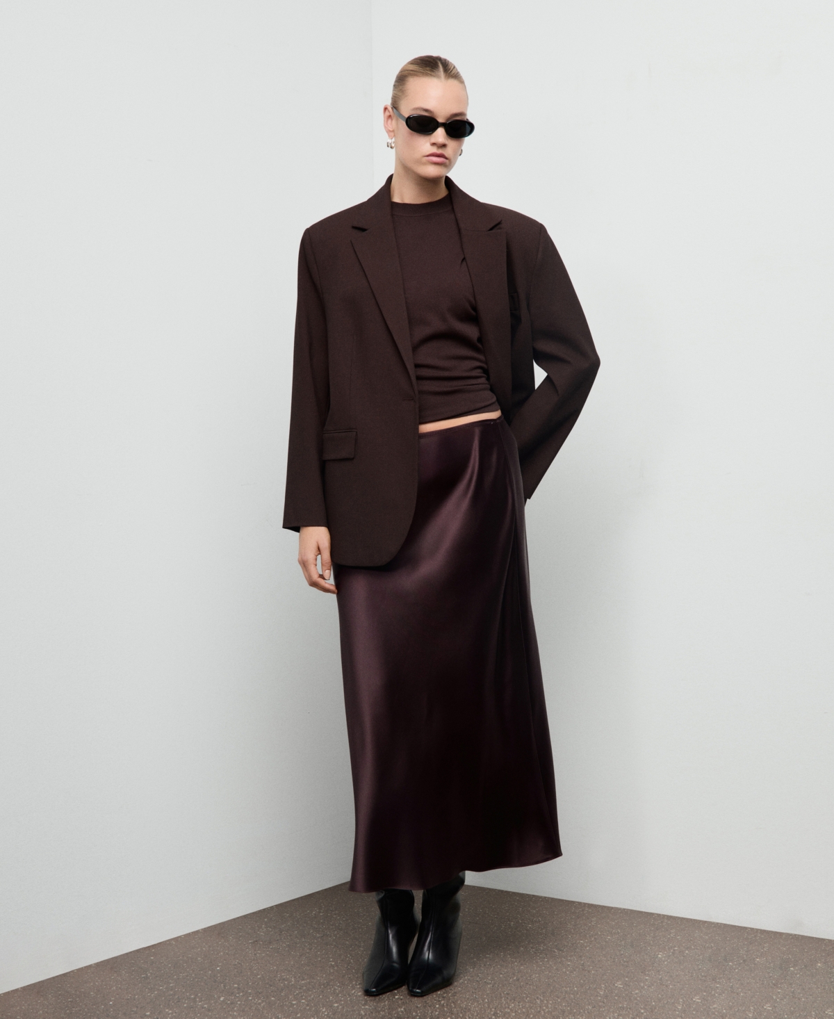 Mango Women's Satin Long Skirt