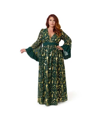Plus Size Long Sleeve Empire Waist Maxi Dress