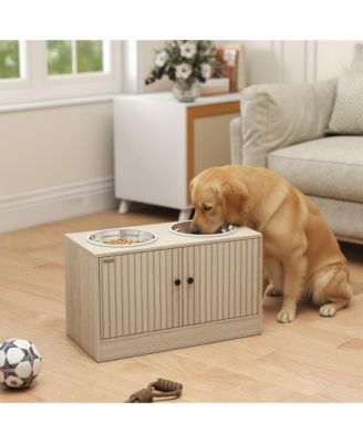 Elevated Dog Bowls with Storage, Raised Dog Bowl with Slow Feeder