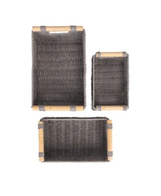 Decorative Woven Baskets, Set of 3, Grey