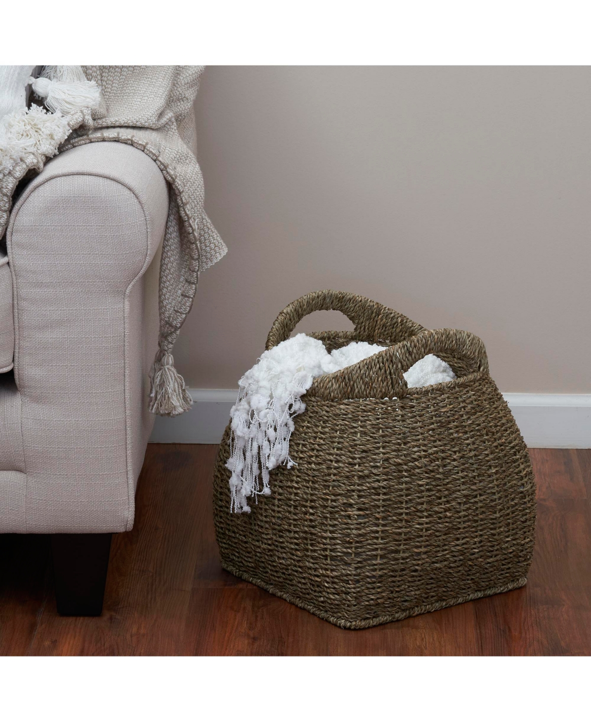 Household Essentials Handled Basket, Seagrass