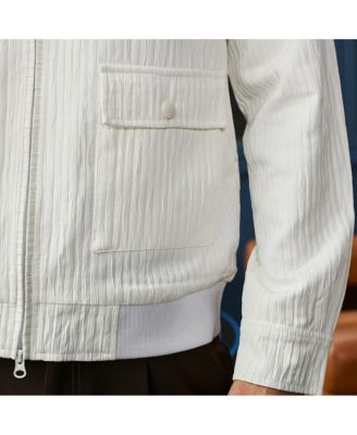 Men's Chalk White Zip-Front Crease-Tactile Jacket