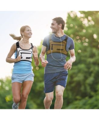 Lightweight Running Chest Pack: Outdoor Sports Vest Bag with Phone Holder for Cycling, Hiking, Workout, Skiing - Men & Women (Mocha