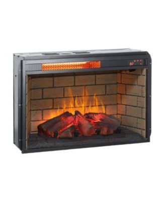 26 inch infrared quartz heater fireplace insert -woodlog version with brick