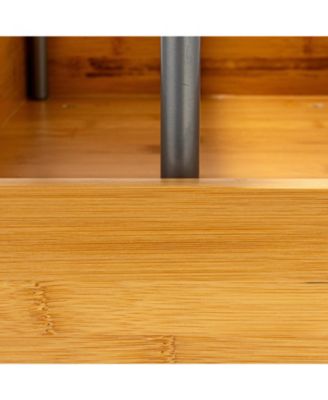 Glidez Bamboo Pull-Out Storage Organizer, 2 -Tier Design, Natural and Chrome