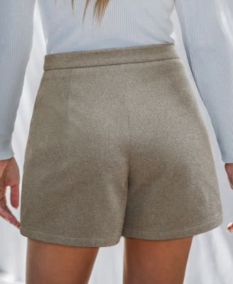 Women's High Waist Pleated Shorts With Pockets