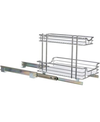 Glidez Steel Pull-Out Storage Organizer with Plastic Liners, 2-Tier Design, Chrome
