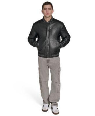 Men's Faux Leather Varsity Jacket