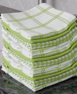 Coordinating Flat Waffle Weave Cotton Dish Cloths, Set of 12