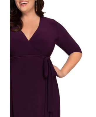 Women's Plus Size Essential Wrap Dress with 3/4 Sleeves