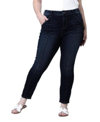 Women's High-Rise Pintuck Ankle Skinny Jeans with 28" Inseam
