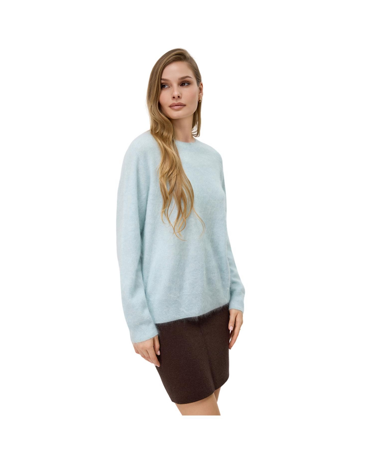 Bellemere New York Women Brushed Silk Cashmere Crew-Neck Sweater