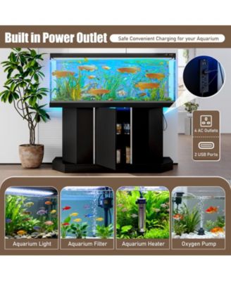 Modern Storage Cabinet With Fish Tank Stand Power Outlet