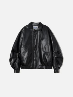 Women's Zip Up Ruched Leather Jacket