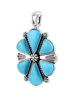 Sterling Silver Kingman Turquoise 6-Stone Triangular Concha Pendant Enhancer
